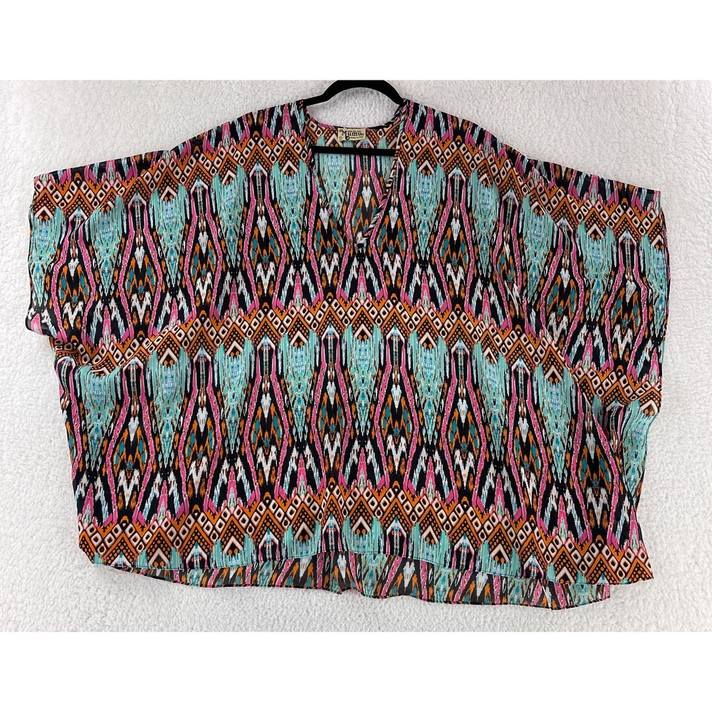 Show Me Your Mumu Swim Suit Cover Up Womens Medium Orange‎ Geo Print Pullover